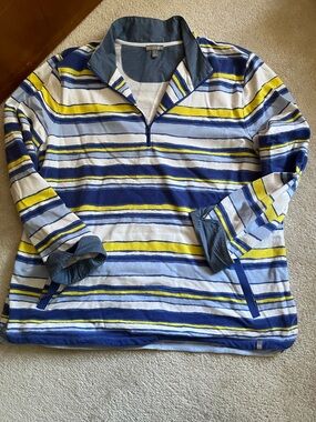 Talbots Navy & White Striped Top sz XL